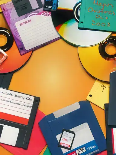 Old Computer Disks formats showing before transfer to thumb drive