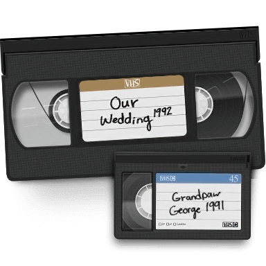 Examples of VHS and VHS-C video tapes accepted for digitization services